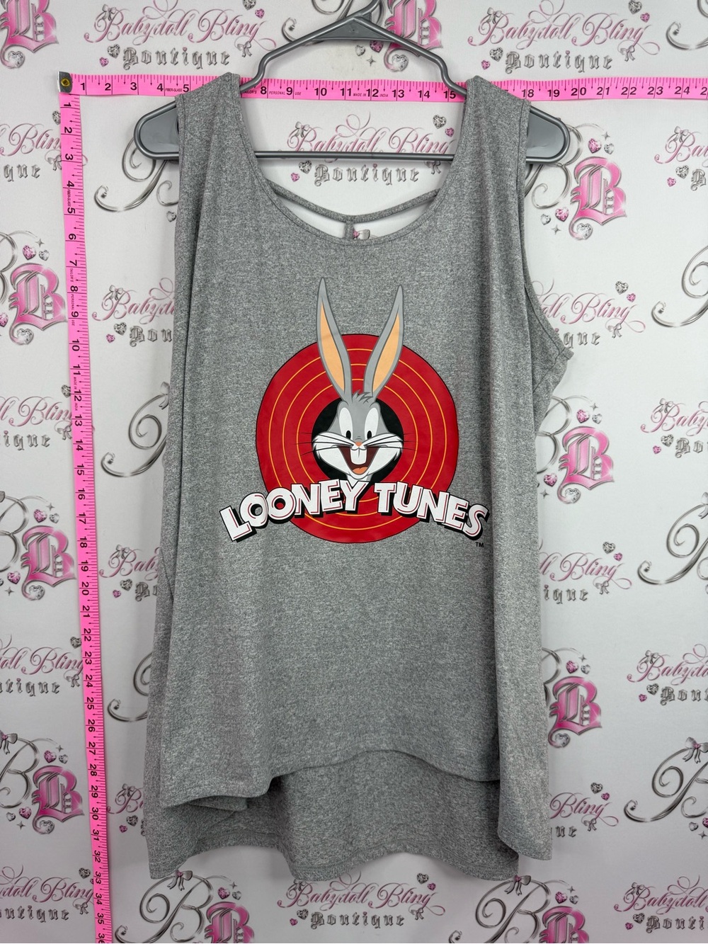 Looney Tunes tank top Women’s Gray Sleeveless Tank Top - Bugs Bunny Graphic cute